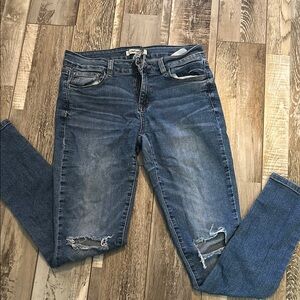 Refuge Dark Blue Distressed Skinny Jeans